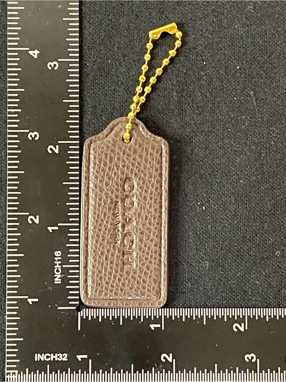 Coach Brown Leather Hang Tag with Gold Chain